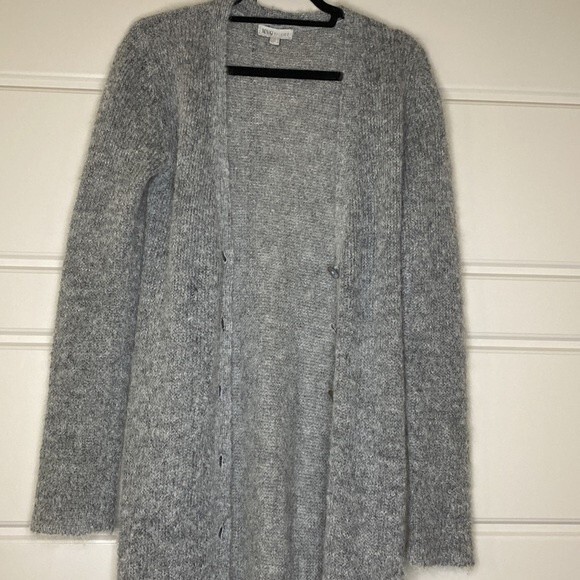 Mango Tricot Grey Long Mohair Cardigan S - Picture 2 of 5